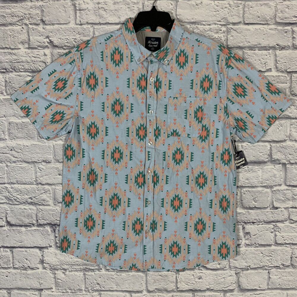 Southwest Graphic Button Down Shirt By Massive Apparel Mens L Large Multicolor